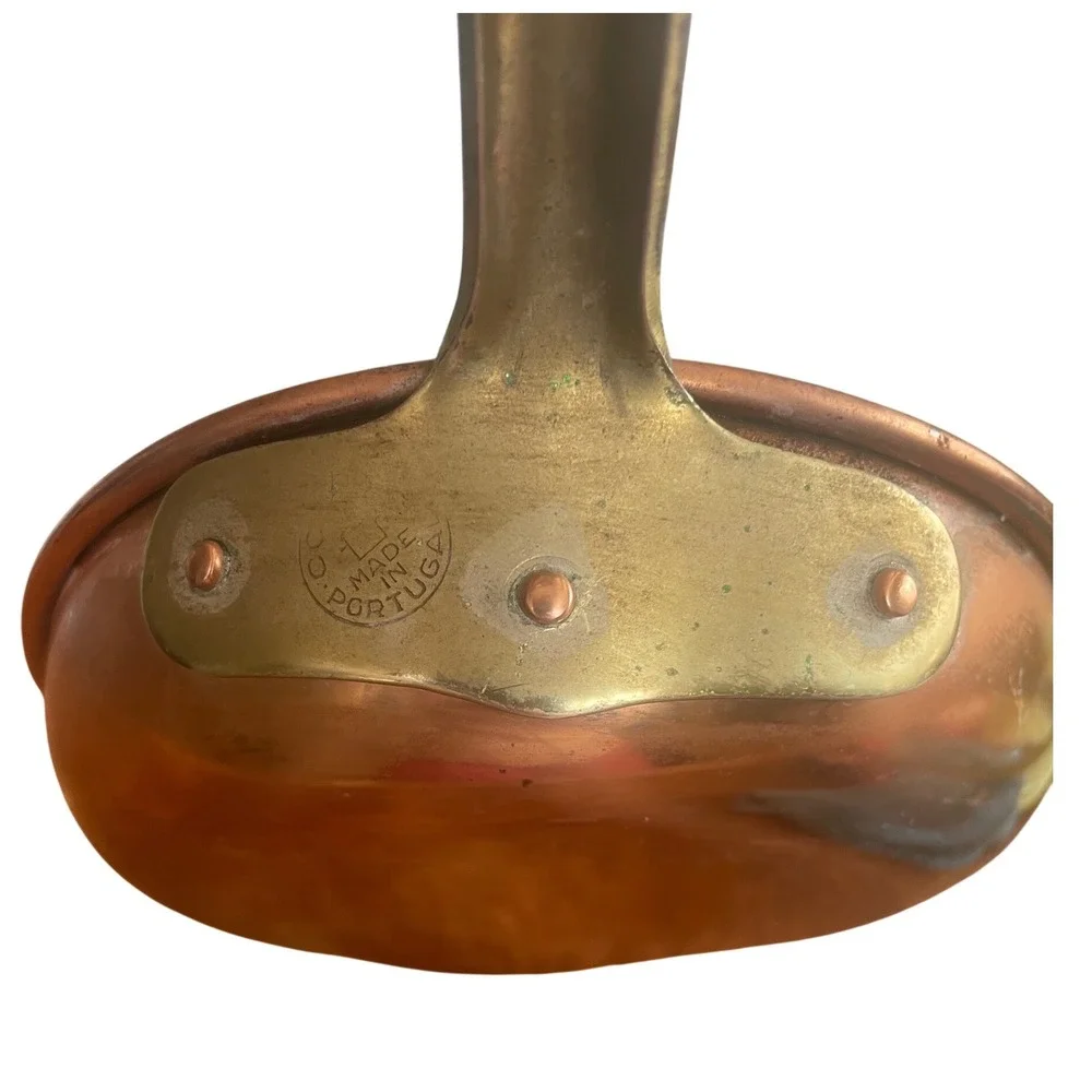 Vintage COP Made in Portugal Copper Oval Au Gratin Pan | Brass Handle | 10
